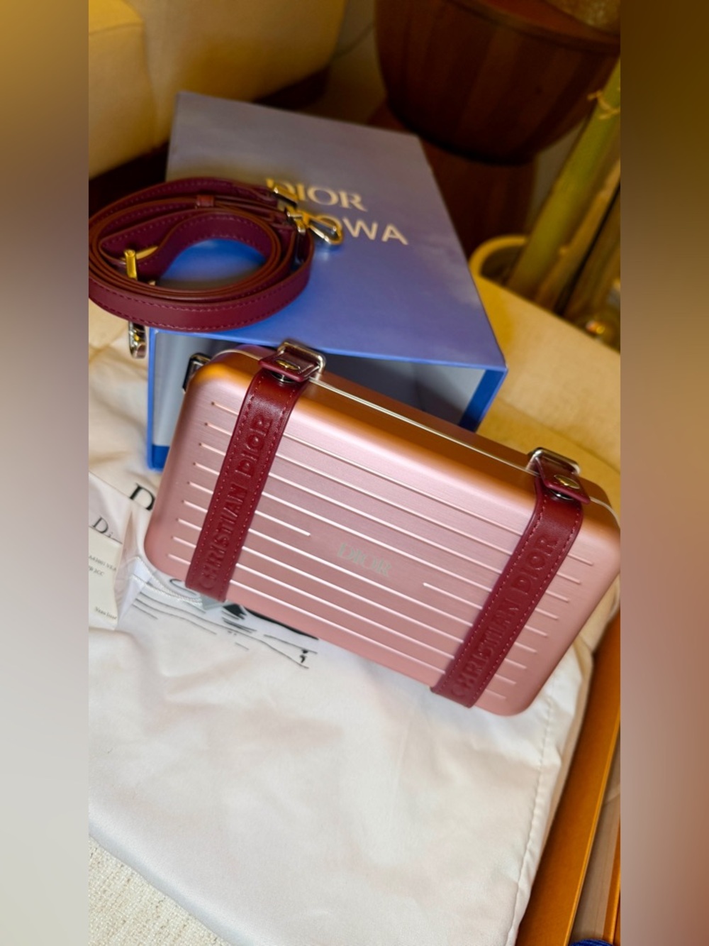 D.I.O.R Rimowa Metallic Blue Bag Wallet with Strap - Picture 3 of 11